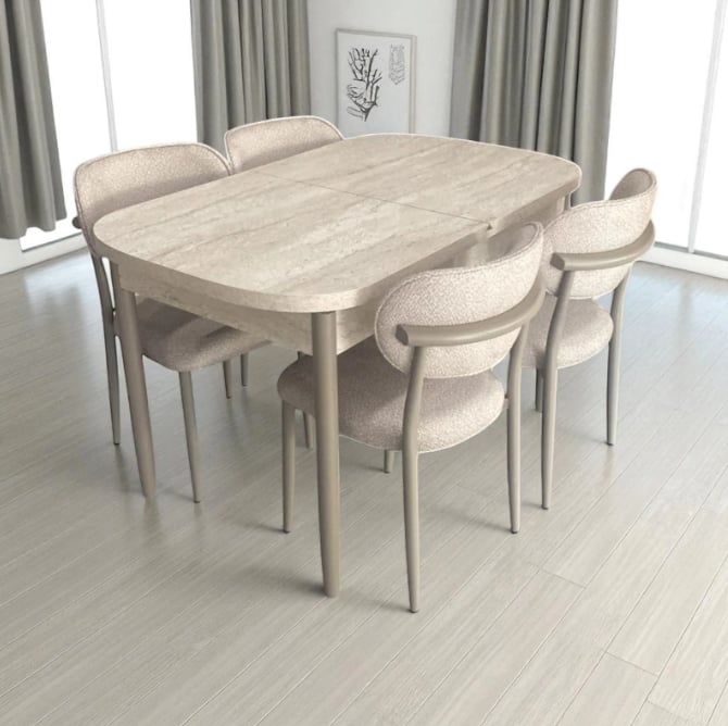 Nar Mobilya 80x130 Traverten Kelebek Masa Ceviz