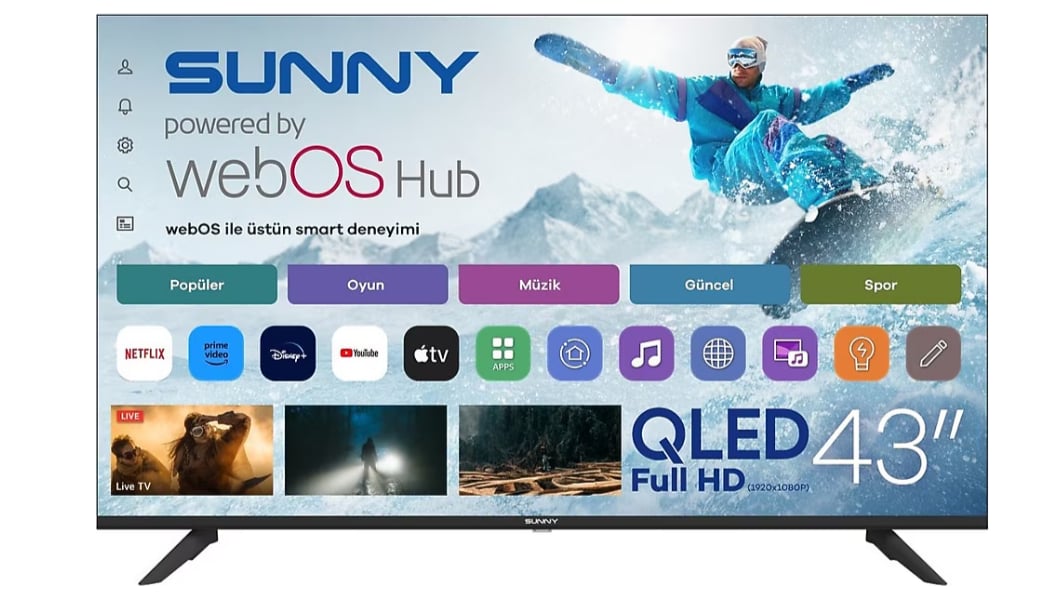 Sunny SN43QFMLN-W02S 43 inç 109 ekran Full HD QLED televizyon