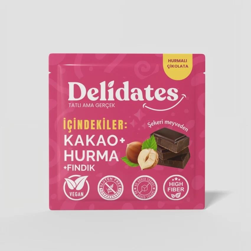 Delidates Fındıklı Hurmalı %70 Bitter Çikolata 40gr