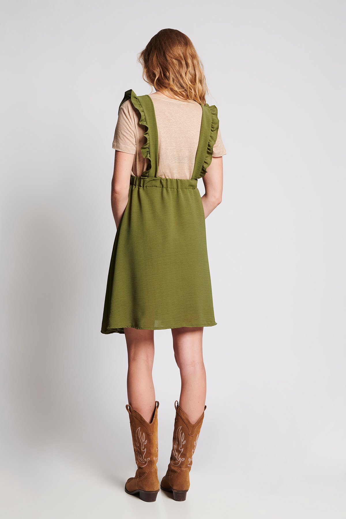 Fashion khaki skirt overalls