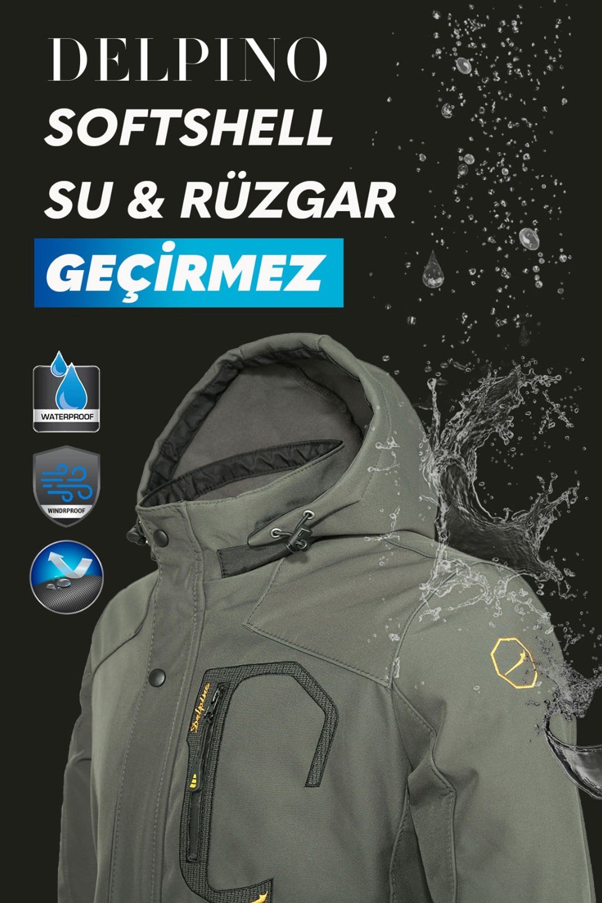 Su ve Rüzgar Geçirmez Kürklü Softshell Erkek Mont