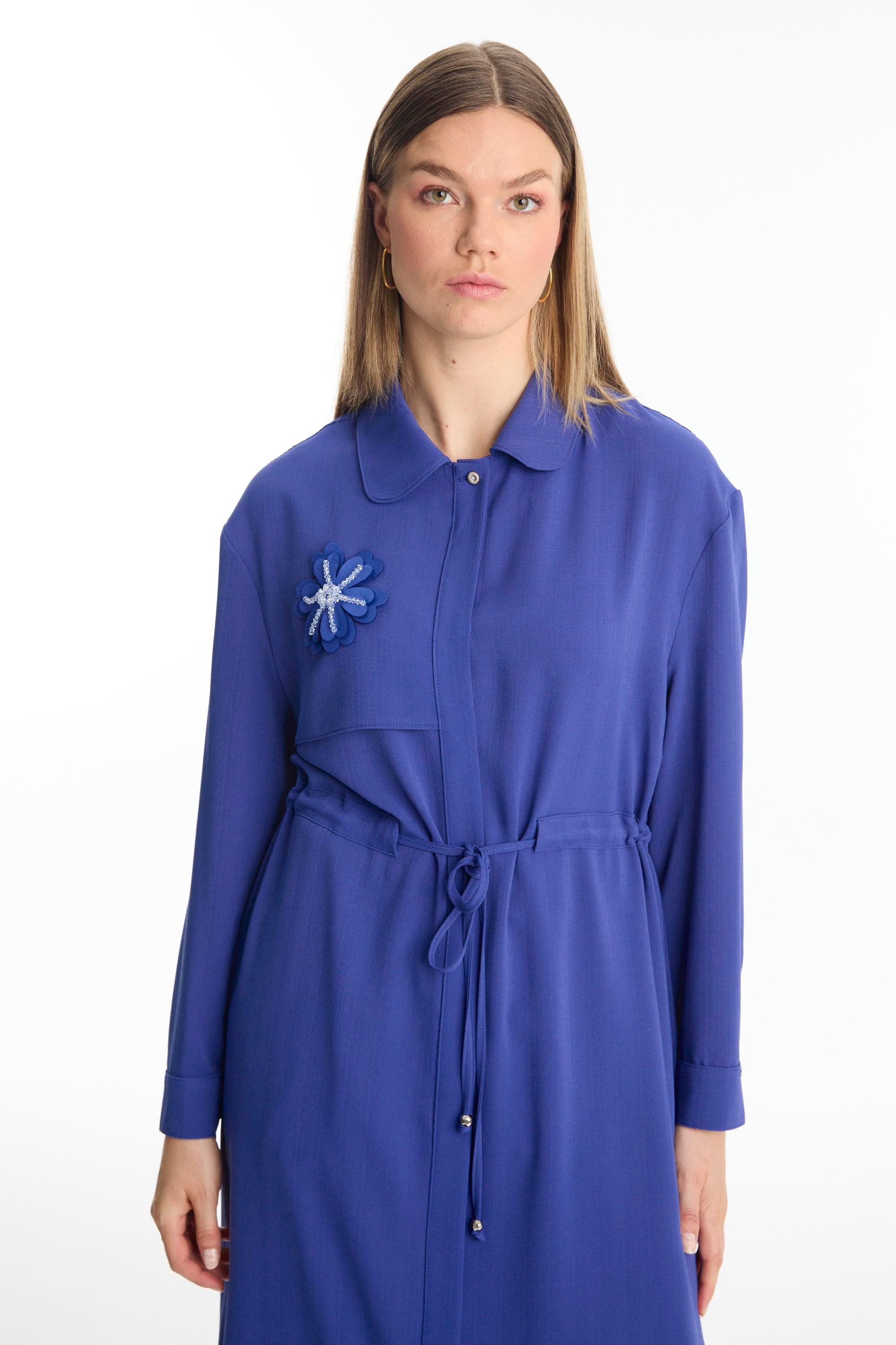 Gömlek Yaka Broş Detaylı Menekşe Giy Çık GÇ-0256 - Zühre