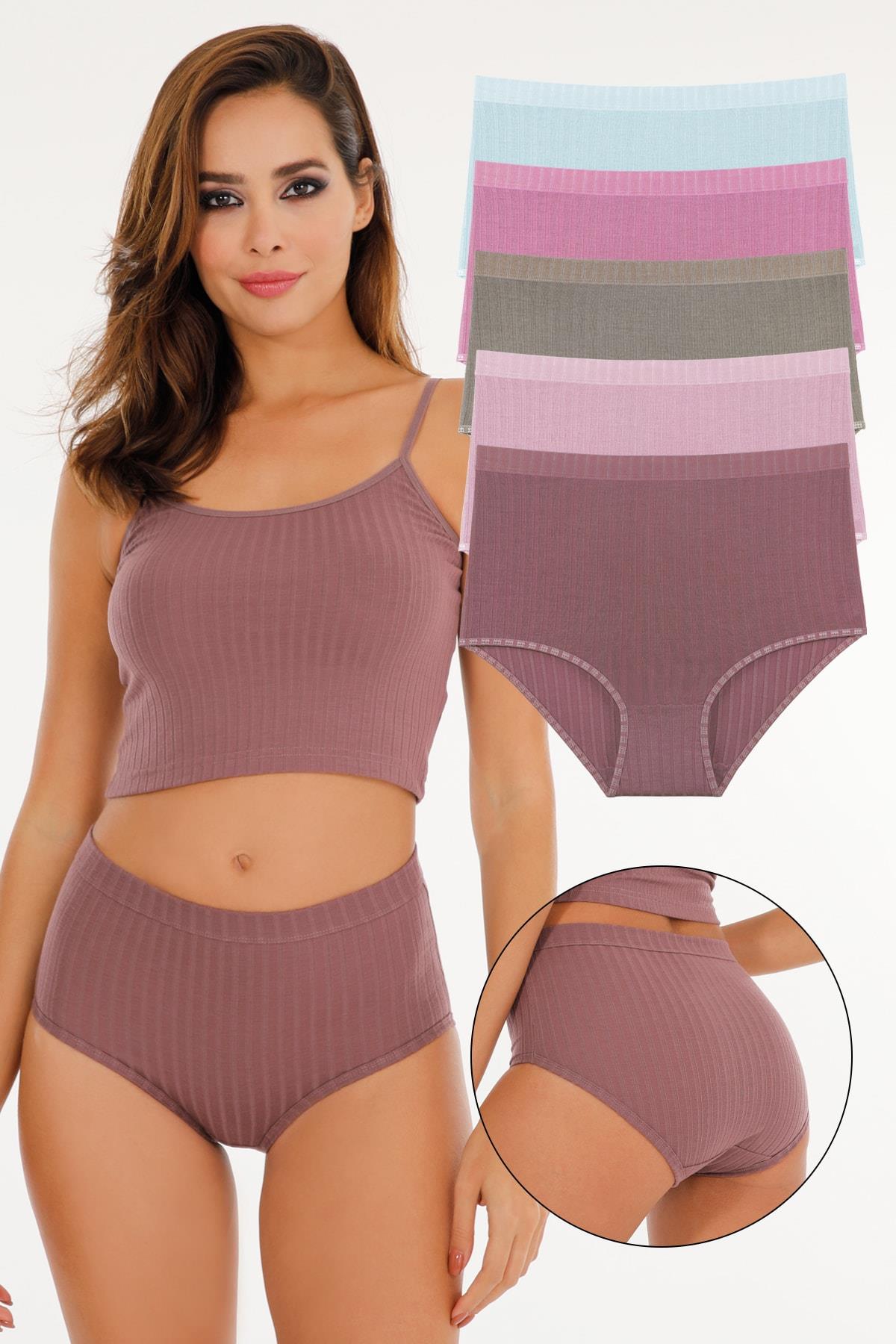 Sensu Kadın Fitilli Soft Renkler 5li Yüksek Bel Külot Set - Kts3054 KARIŞIK