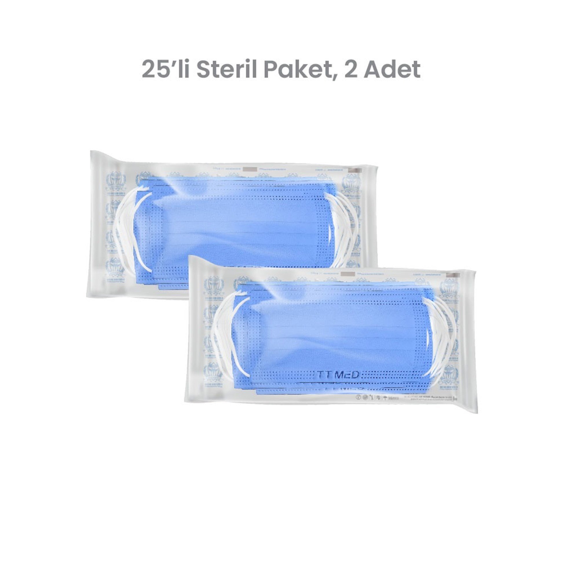 3 Katlı Steril Tek Renk TT Maske Mavi