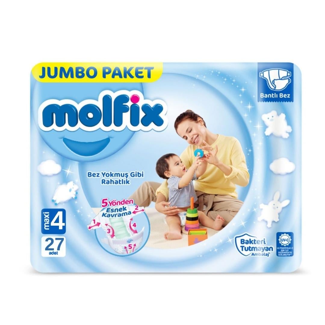 Molfix Bantlı Bebek Bezi 4 Numara 27 Adet Jumbo Paket