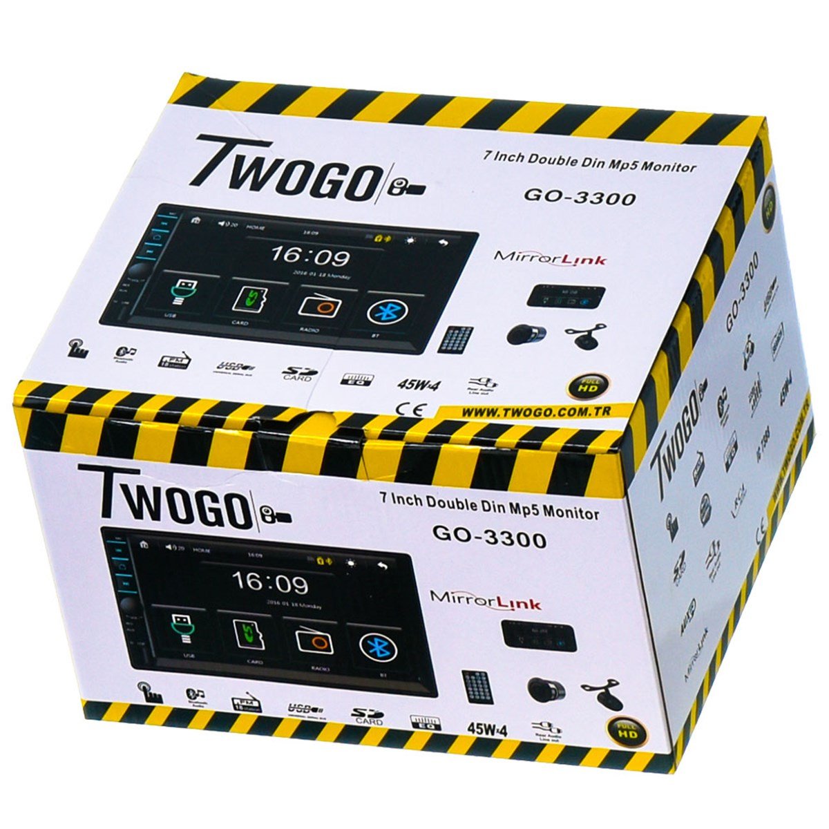 TWOGO 7'' USB+SD+BT Mirrorlink Kameralı Double Teyp GO-3300