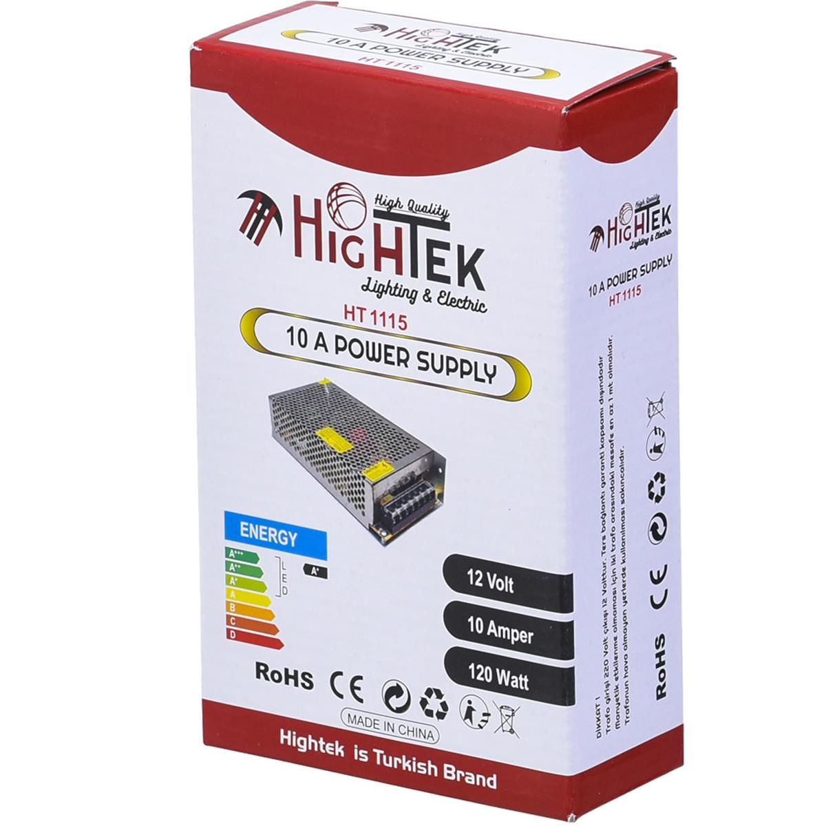 HT-1115 HİGHTEK 12V 10A Smps Metal Kasa Adaptör HT-1115 Metal Kasalı SMPS Adaptör