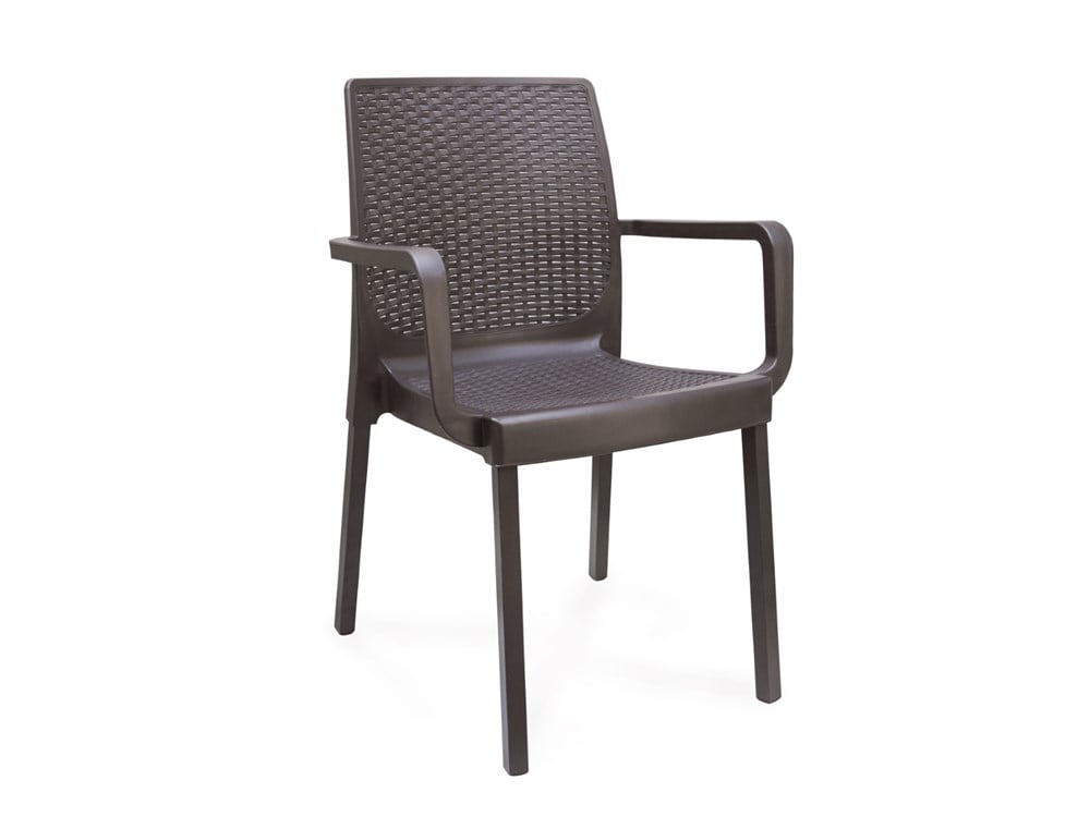 Napoli Rattan Efektli Metal Ayaklı Plastik Sandalye Antrasit (6 Adet)