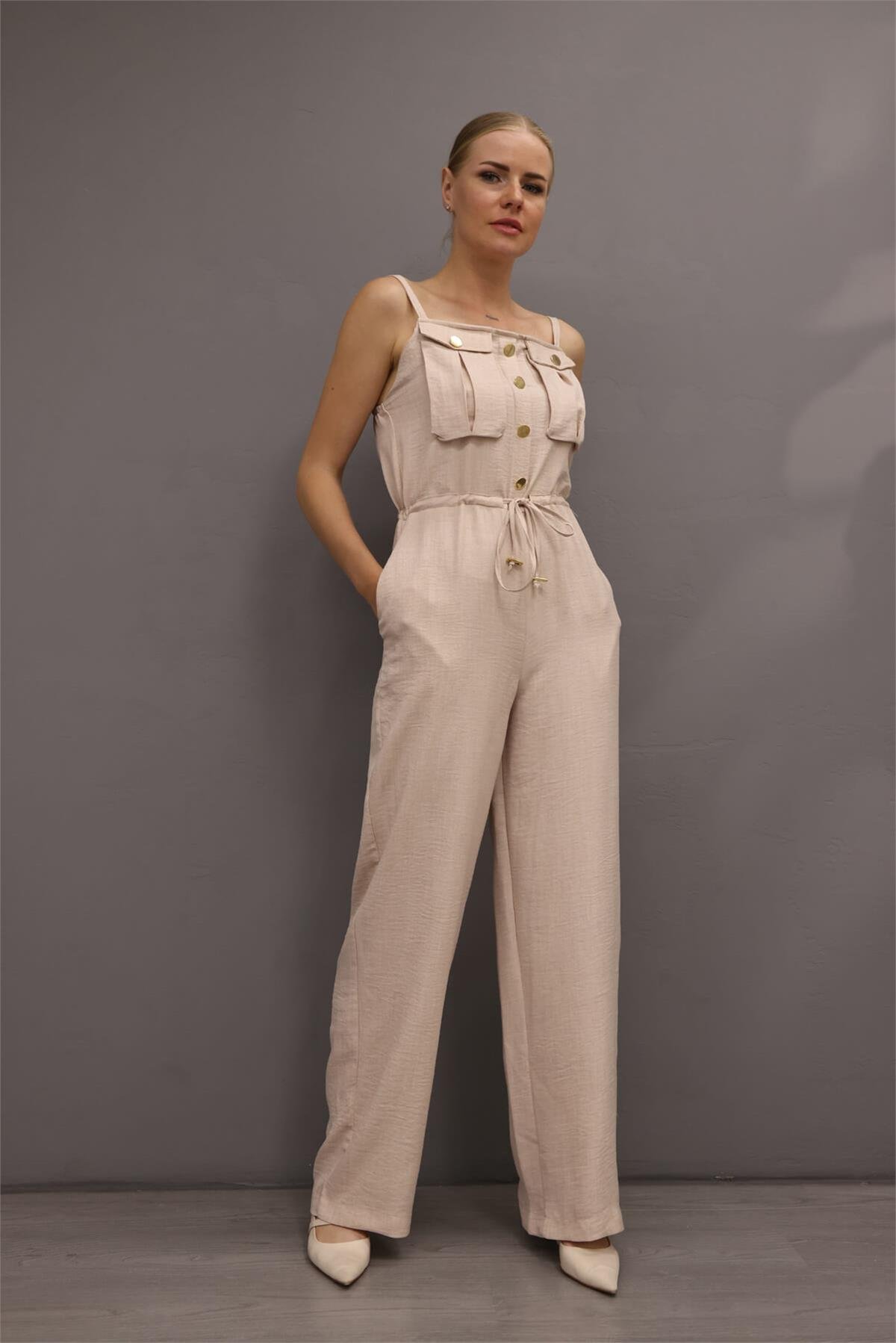 Button detail hot sale jumpsuit