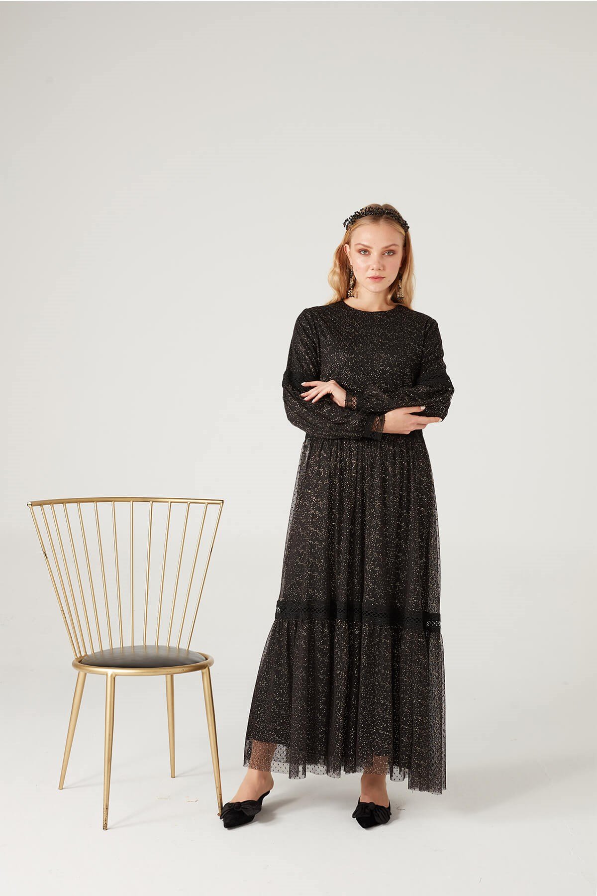 Parıltılı Elbise - JAQAR 2020 Black Koleksiyonu - Tesettür Giyim