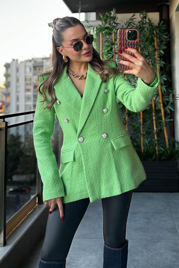 Icon Tüvit Blazer Ceket - Fıstık Yeşil