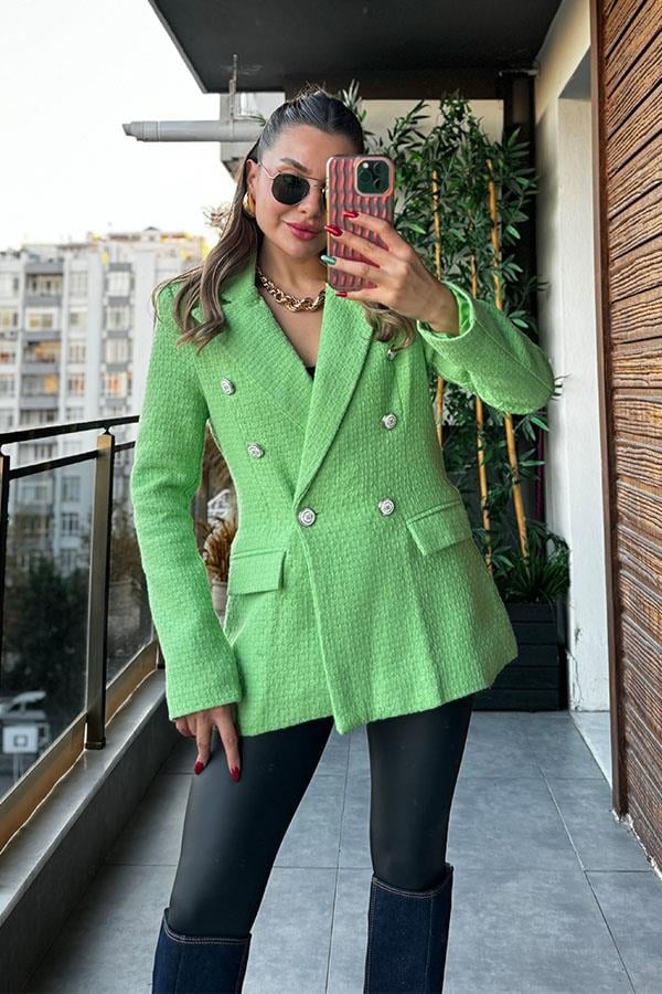 Icon Tüvit Blazer Ceket - Fıstık Yeşil