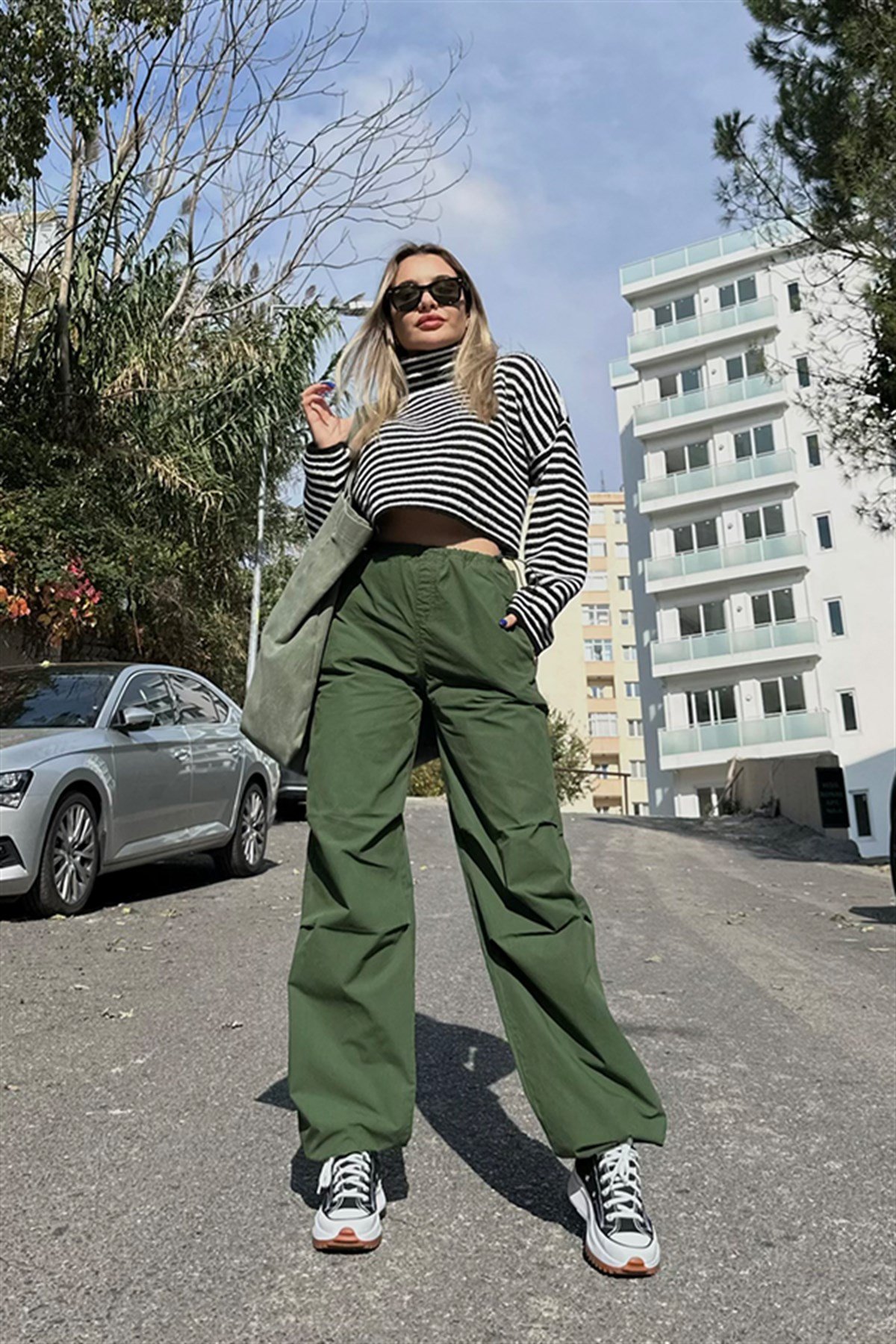 Jennifer askeri yeşil kargo pantolon