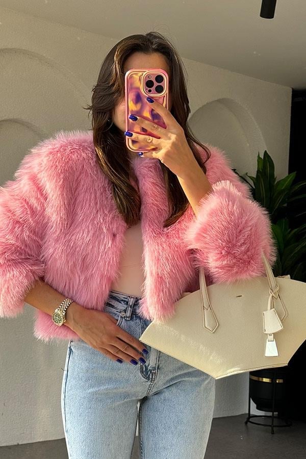 Lysander Crop Pembe Kürk | gizemecemis.com