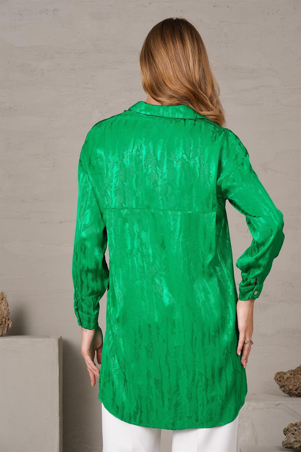 23311-Kadın Gömlek Java - Benetton Yeşil