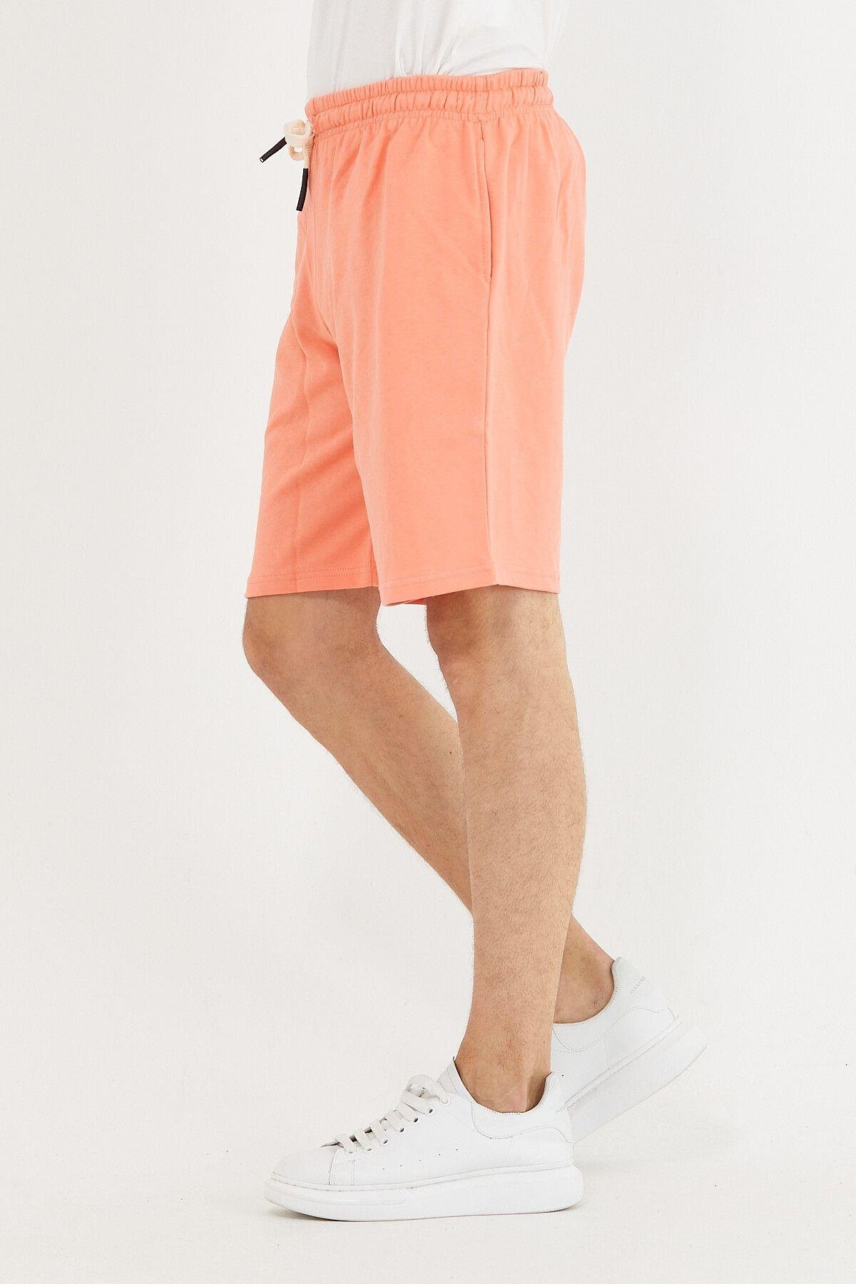 Erkek Pembe Beli Lastikli Cepli Şort & Bermuda