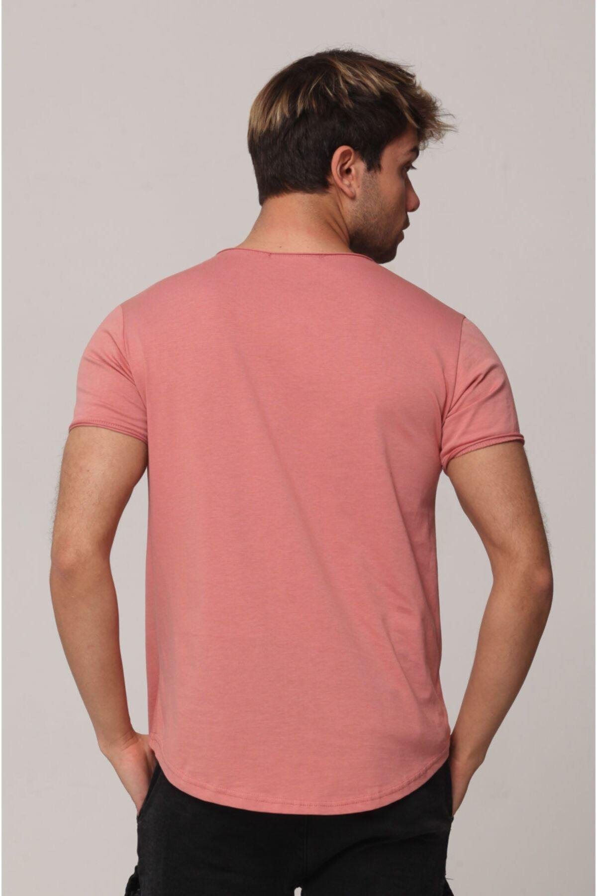 Erkek Pudra Pis Yaka Salaş T-shirt