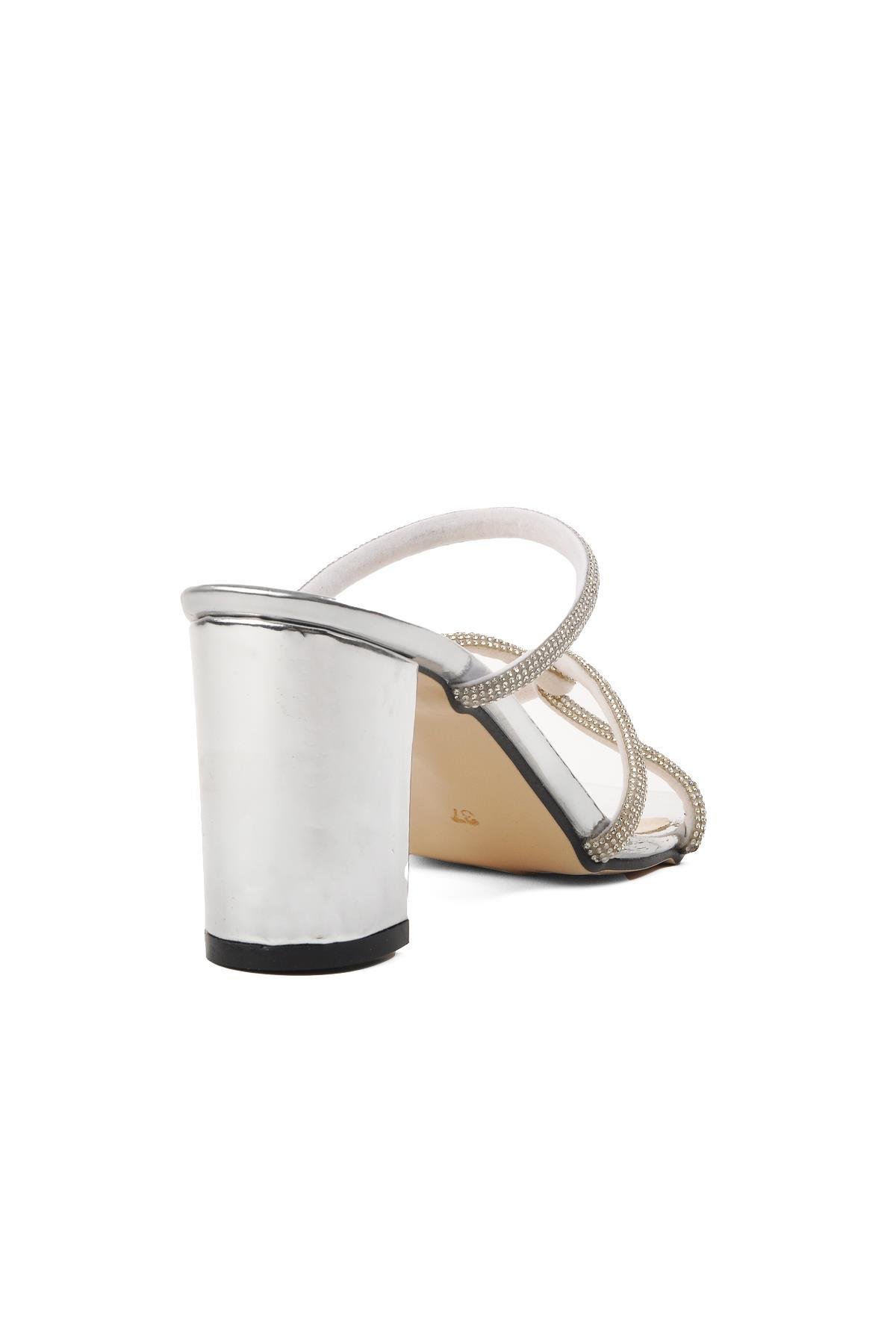 Pierre Cardin PC-52218 Gümüş Kadın Topuklu Terlik - Ayakmod