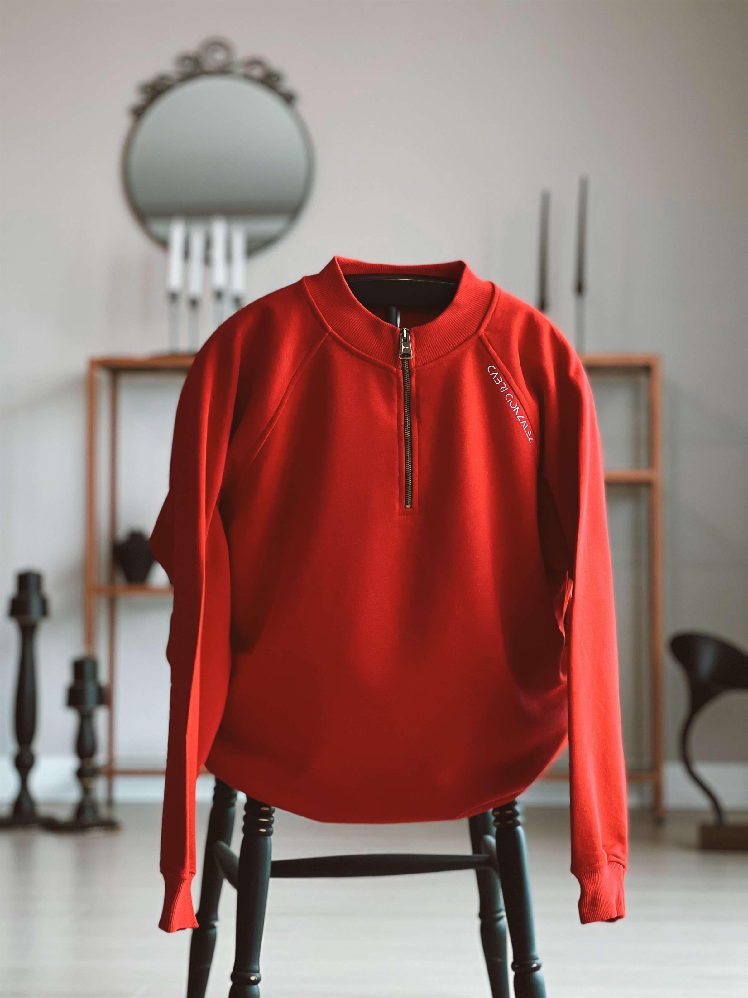 Kırmızı Yarım Fermuarlı Sweatshirt | Çabri Gonzalez | Unisex