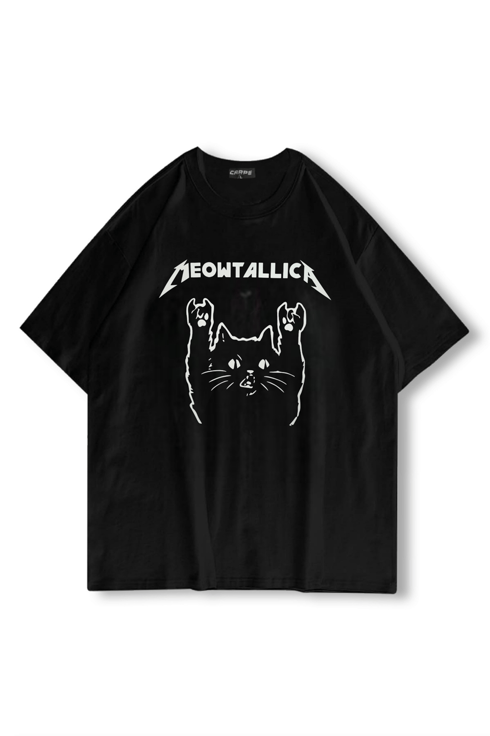 Black Meowtallica Oversize T shirt