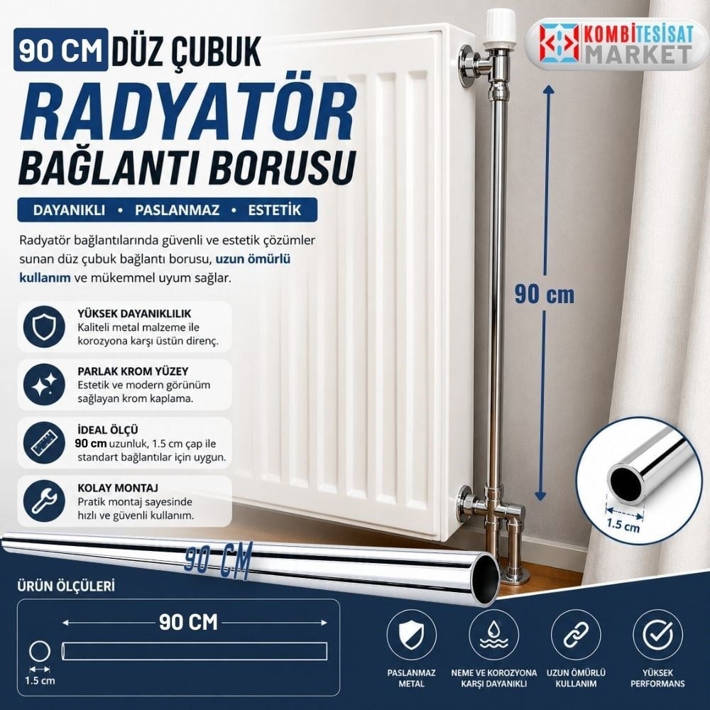 90 cm Düz Çubuk Radyatör Bağlantı Borusu
