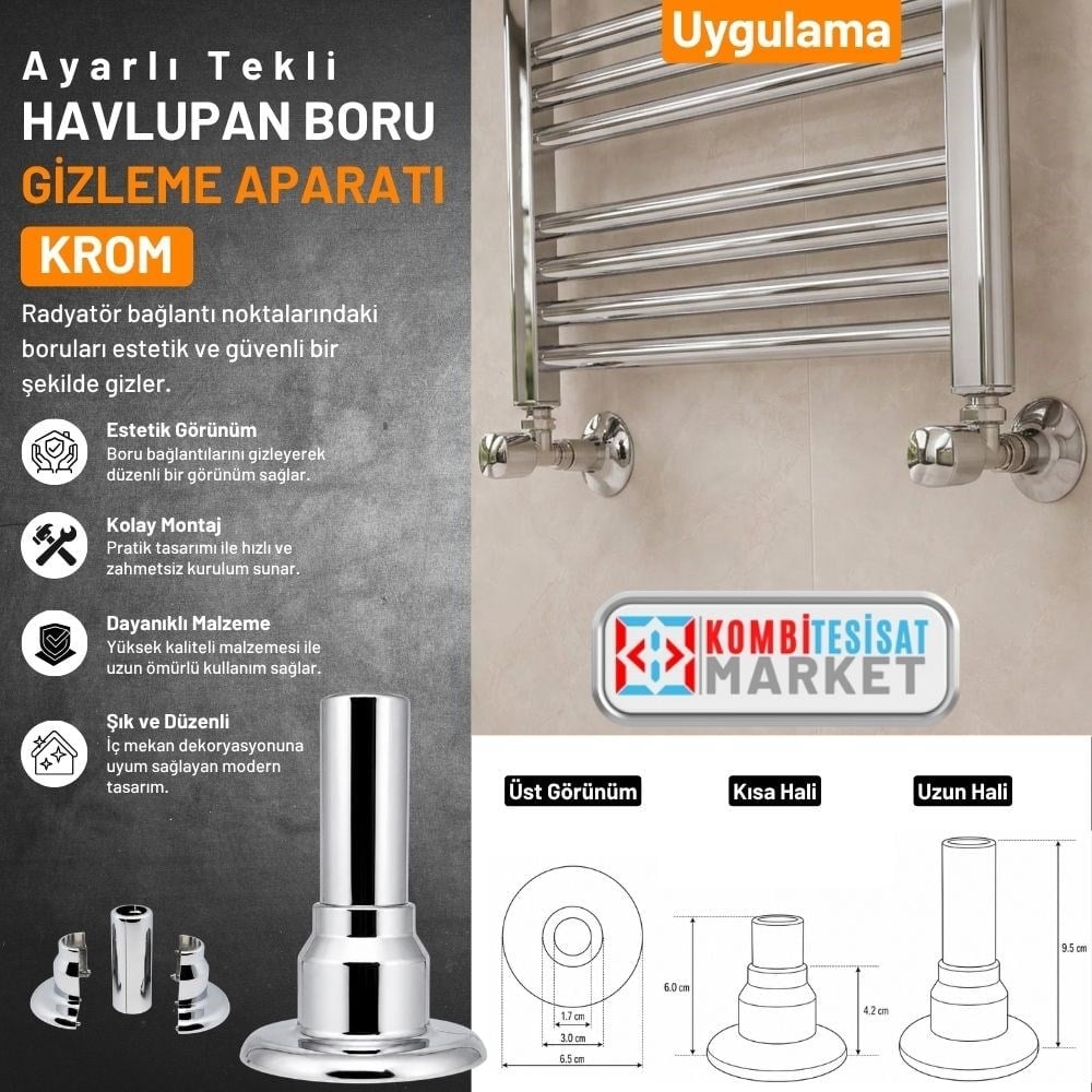 Ayarlı Havlupan Boru Gizleme Krom