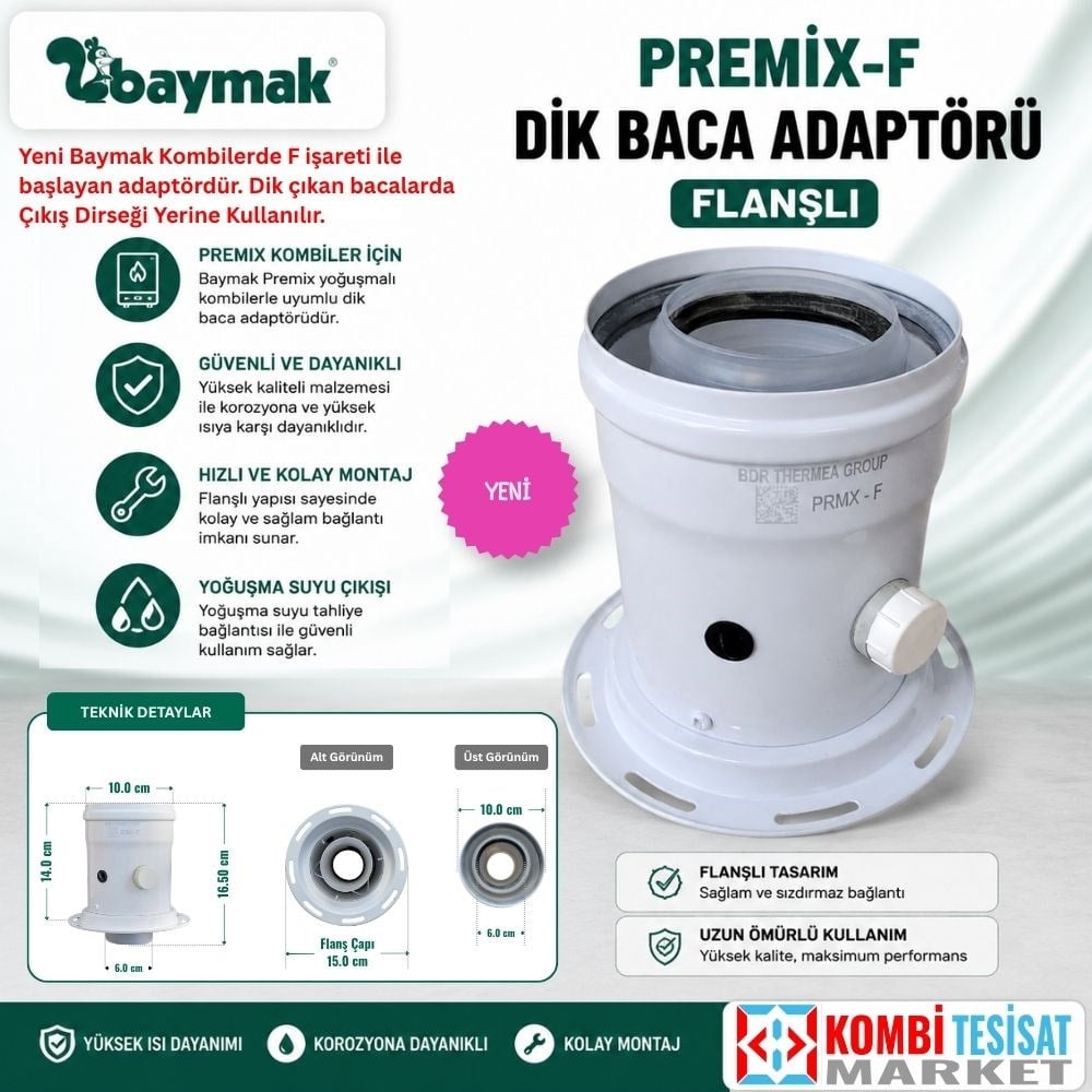 Baymak Dikey Baca Adaptörü Flanşlı