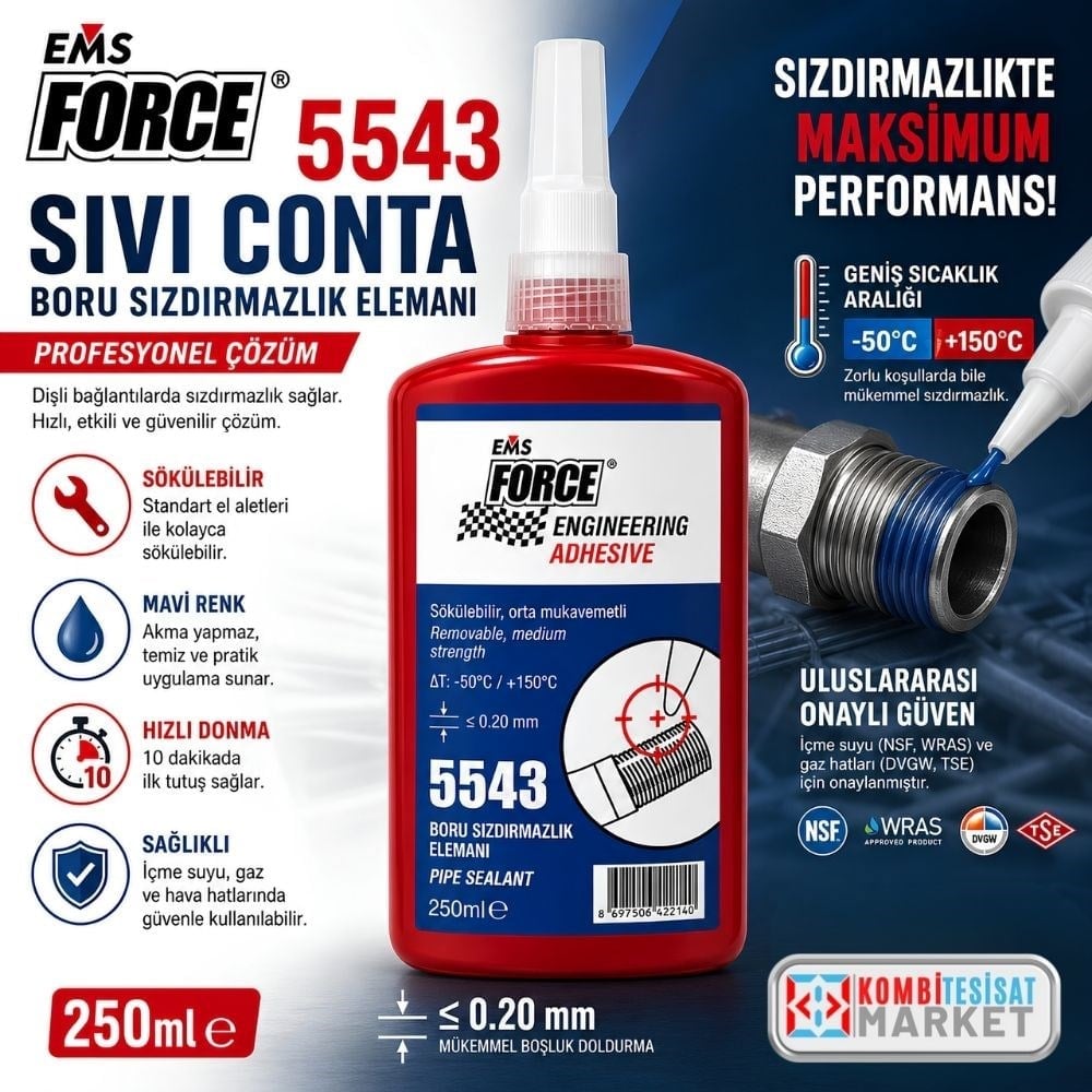 Ems Force 5543 Sıvı Conta 250 ml - Yeni Üretim
