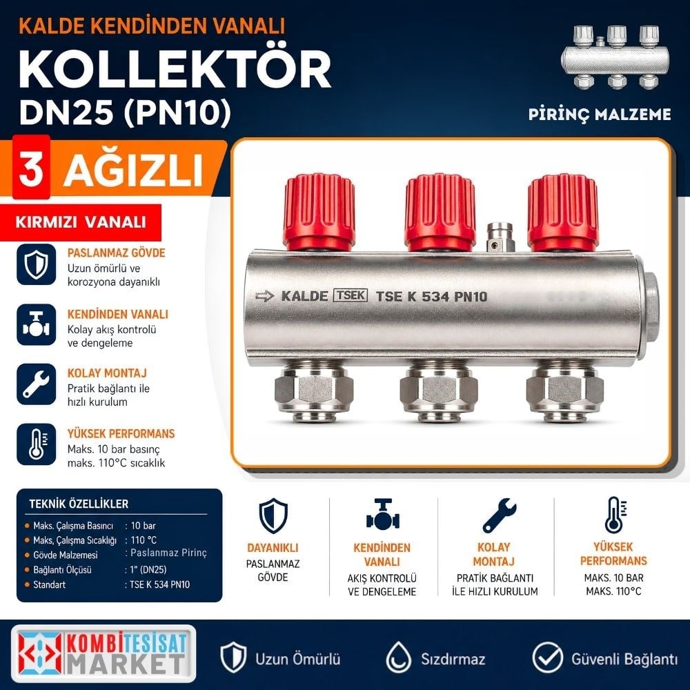 Kalde Kendinden Kırmızı 3 Vanalı Kollektör 1