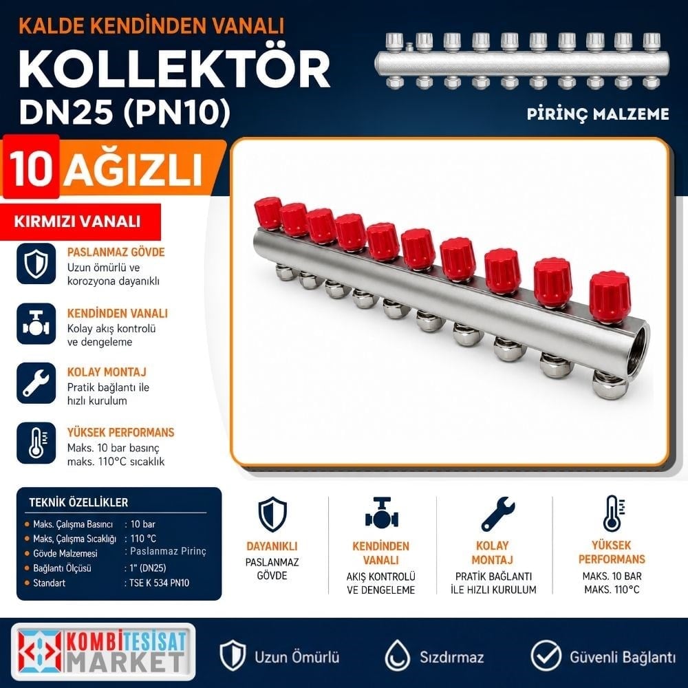 Kalde Kendinden Kırmızı 10 Vanalı Kollektör 1
