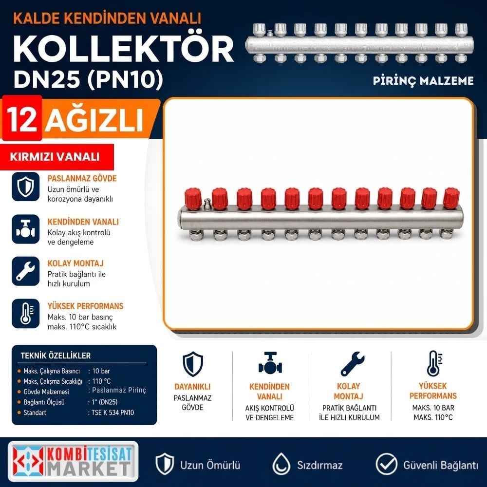 Kalde Kendinden Kırmızı 12 Vanalı Kollektör 1