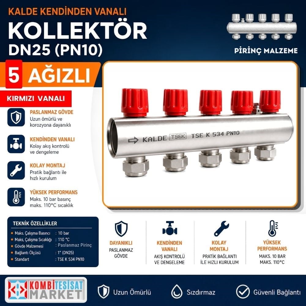 Kalde Kendinden Kırmızı 5 Vanalı Kollektör 1