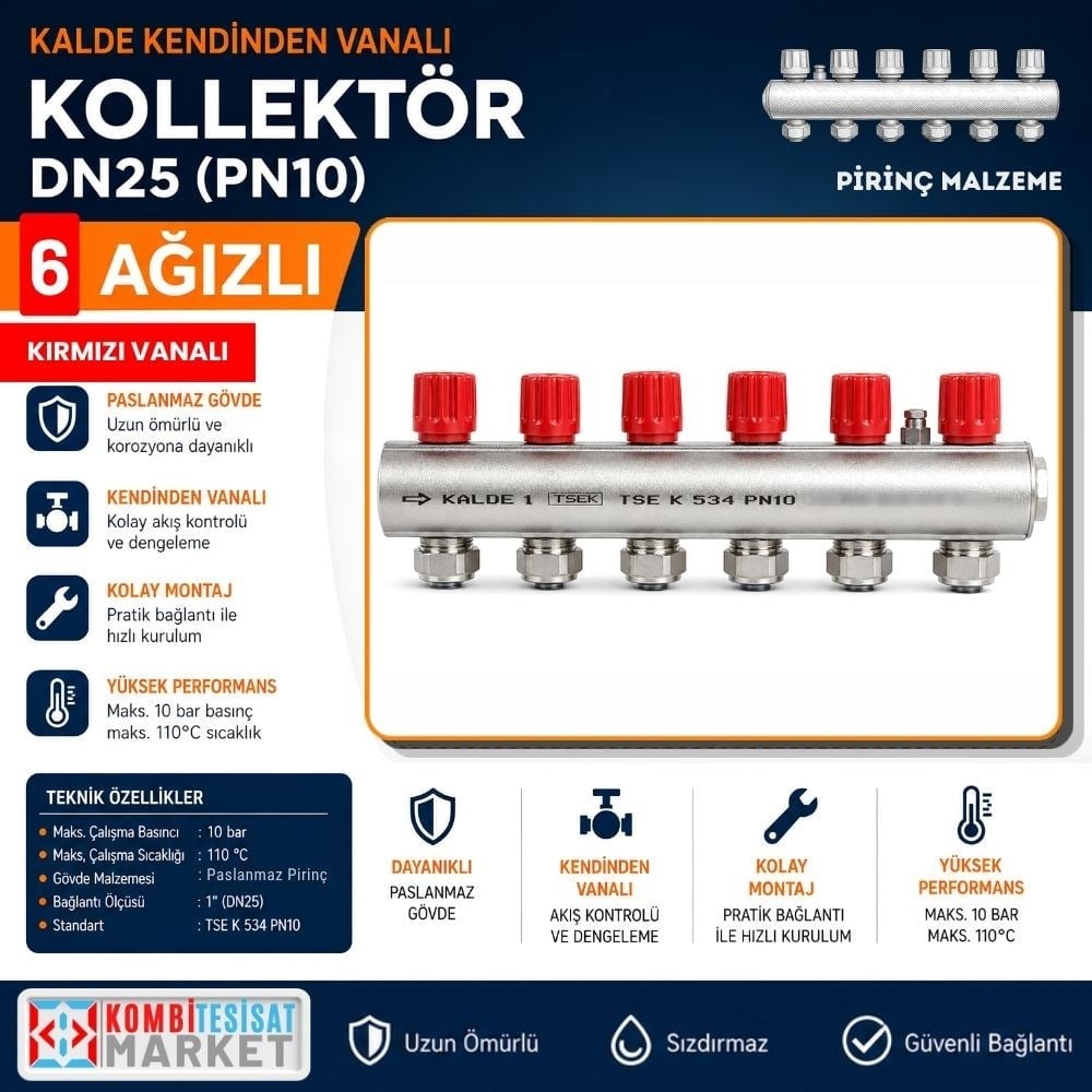 Kalde Kendinden Kırmızı 6 Vanalı Kollektör 1
