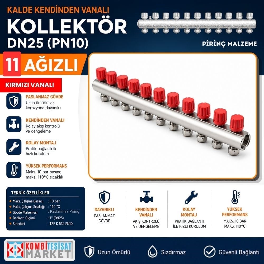 Kalde Kendinden Kırmızı 11 Vanalı Kollektör 1