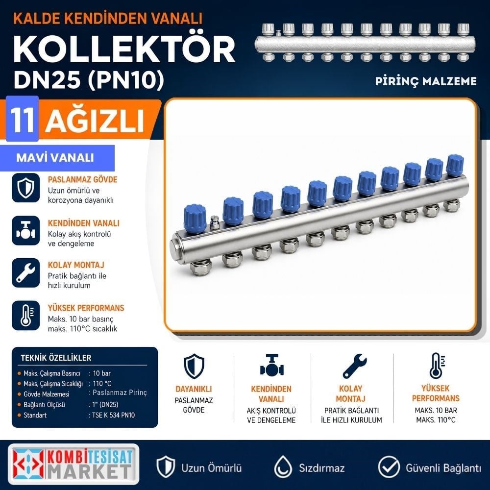 Kalde Kendinden Mavi 11 Vanalı Kollektör 1