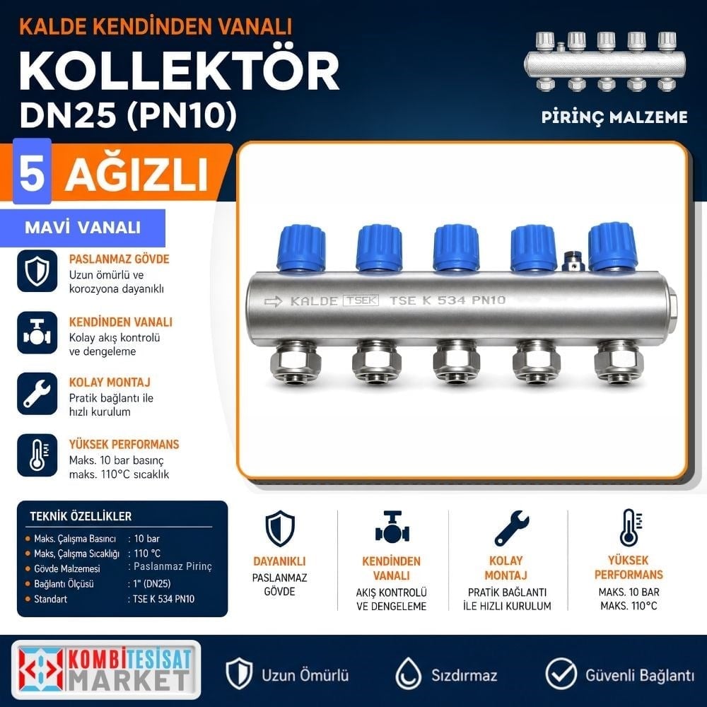 Kalde Kendinden Mavi 5 Vanalı Kollektör 1