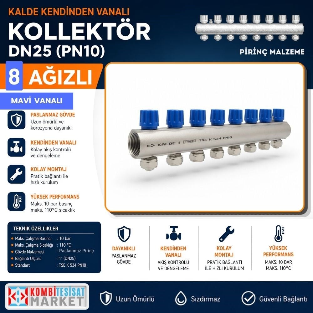 Kalde Kendinden Mavi 8 Vanalı Kollektör 1