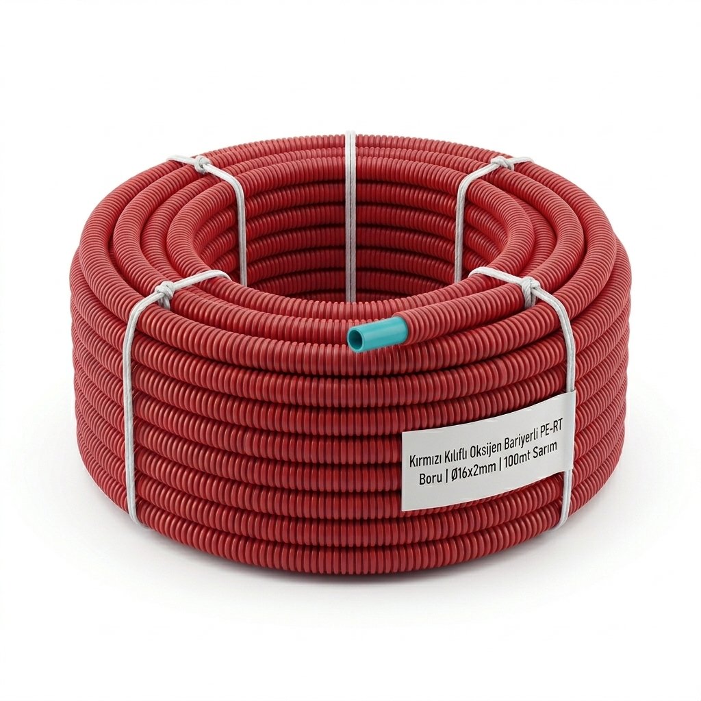 Kalde Kırmızı Kılıflı Boru -Oksijen Bariyerli PE-RT Ø16x2-100mt