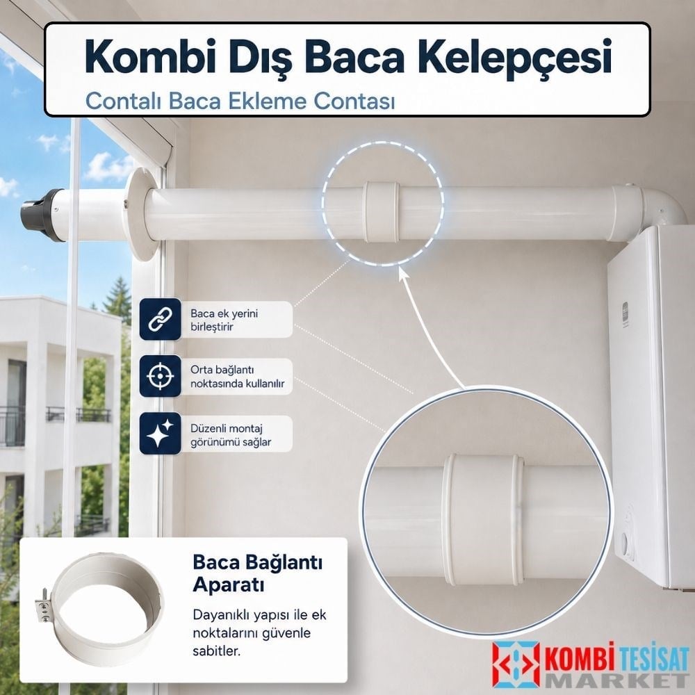 Kombi Dış Baca Kelepçesi-Contalı Baca Ekleme Contası