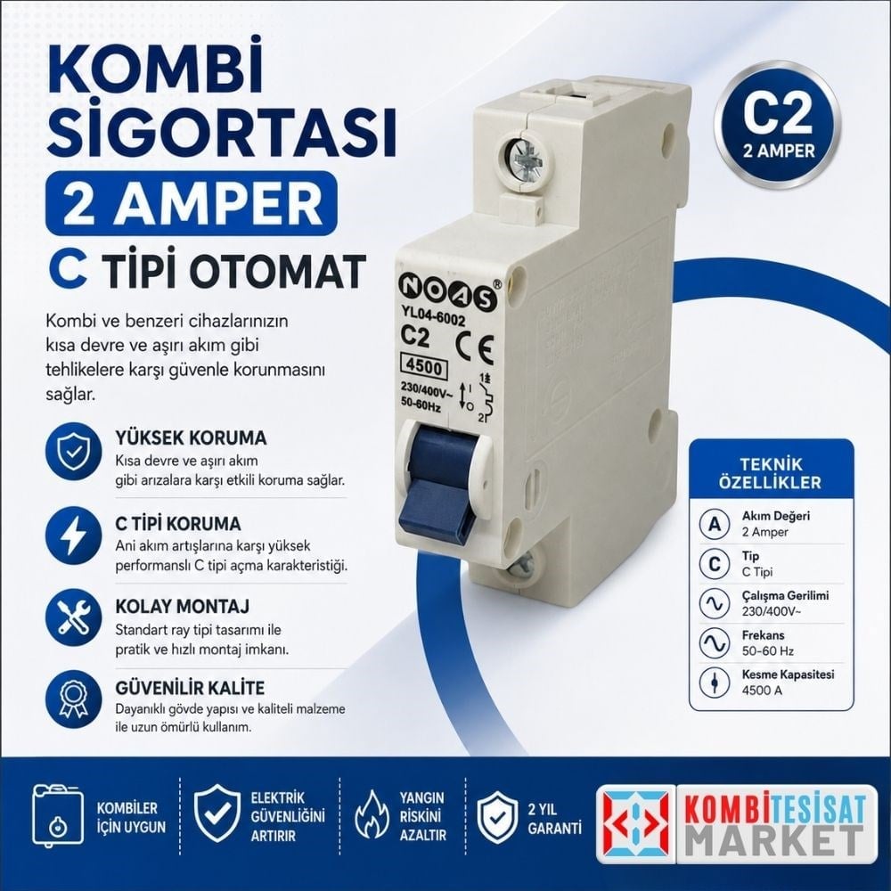 Kombi Sigortası 2 Amper C Tipi Otomat