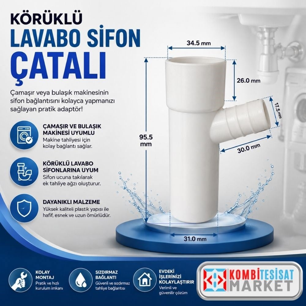 Körüklü Lavabo Sifon Çatalı