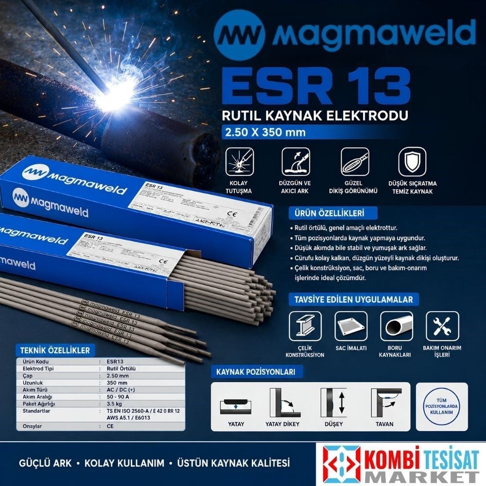 Magmaweld ESR-13 Rutil Kaynak Elektrodu 2.5 mm (100 lü paket)