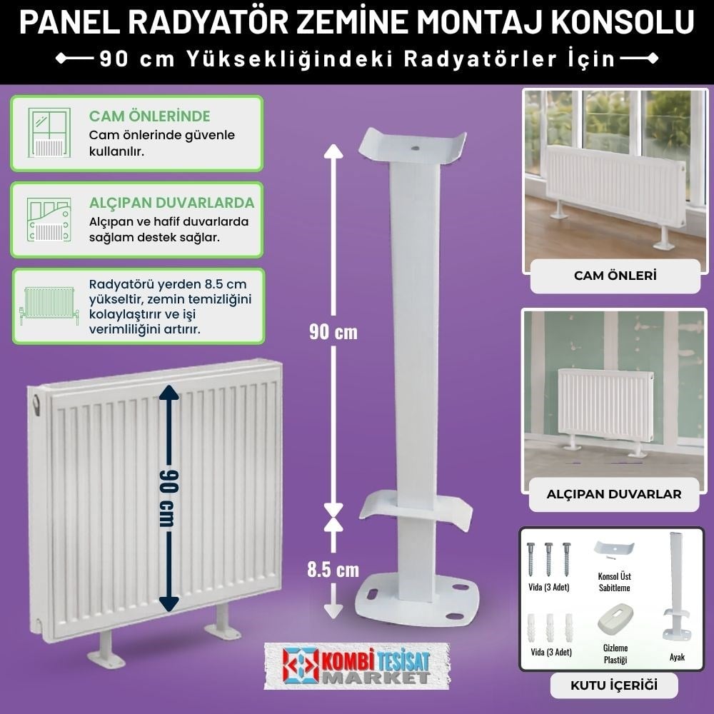 Panel Radyatör Ayağı / Konsolu - 90cm Yere Sabitleme İçin
