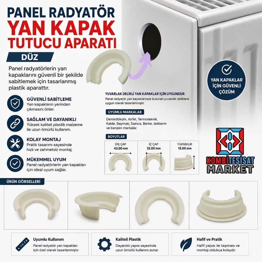 Panel Radyatör Yan Kapak Tutucu Aparatı Düz