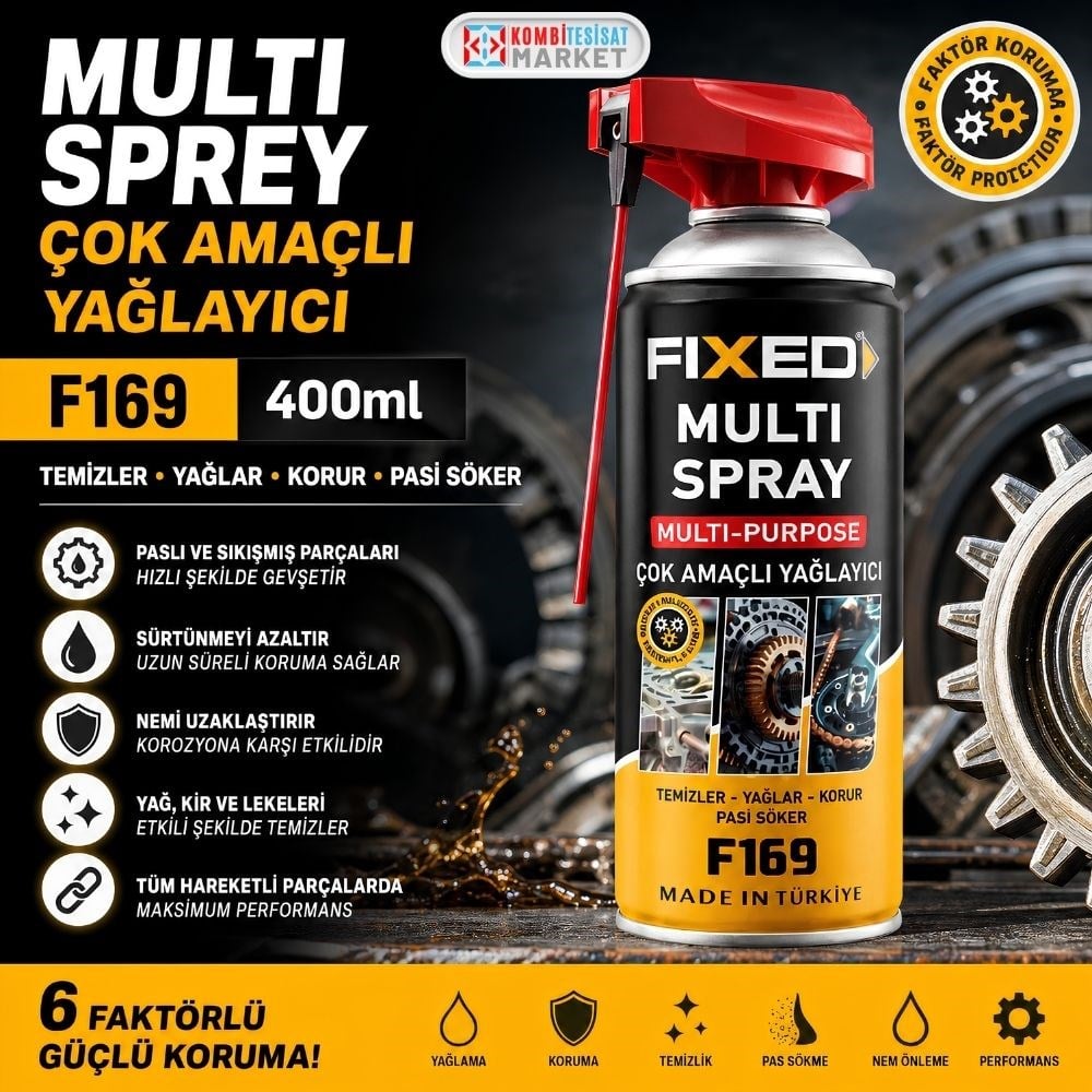 SGS Fixed F169 Çok Amaçlı Pas Sökücü ve Yağlayıcı Multi Sprey 400 ml