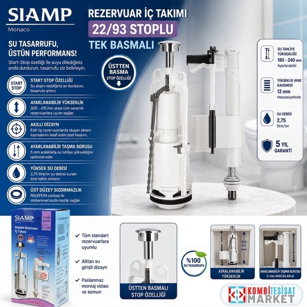 Siamp Rezervuar İç Takımı 22-93 Stoplu Tek Basmalı