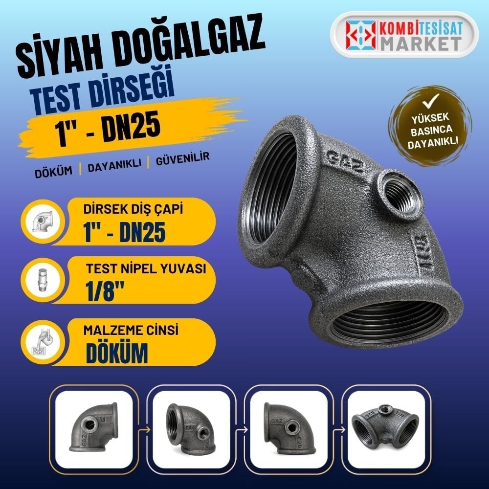 Siyah Test Dirseği 1'' - DN25