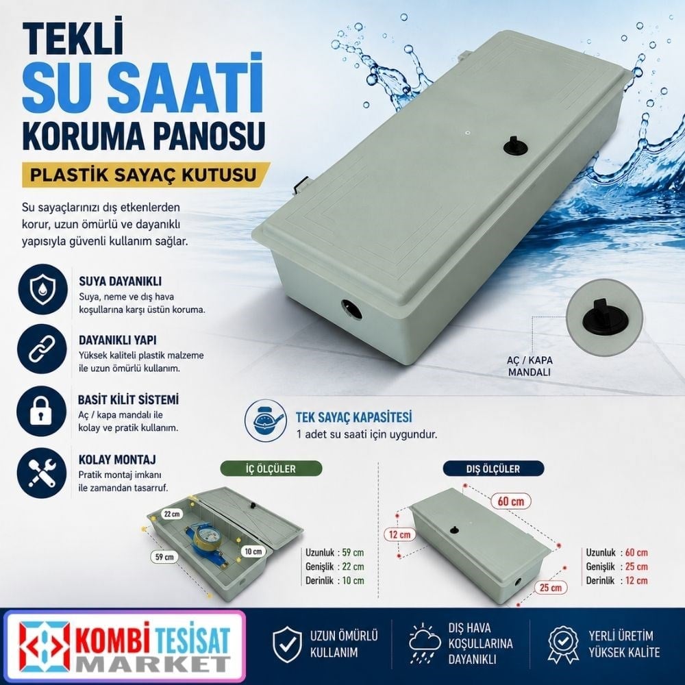 Tekli Su Saati Koruma Panosu-Plastik Sayaç Kutusu