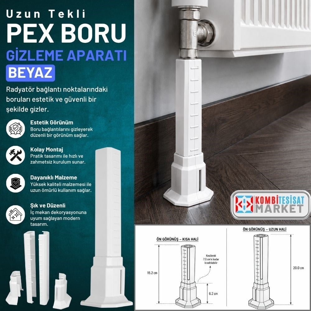 Uzun Tekli Kare Uzun Boru Gizleme Beyaz