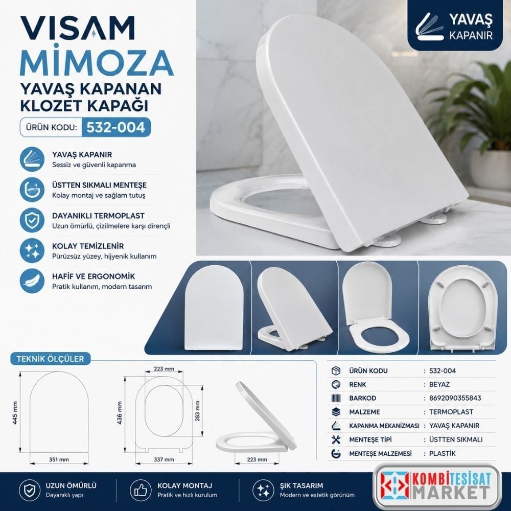 Visam Mimoza Yavaş Kapanan Klozet Kapağı 532-004